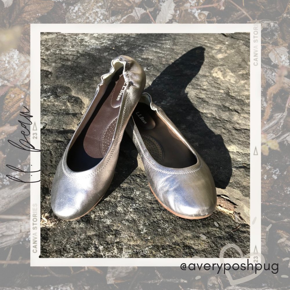 L.L. Bean Metallic Indispensable Skimmer Ballet Flat, Size 8.5 M
